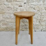 Solid wood stool from the 50s