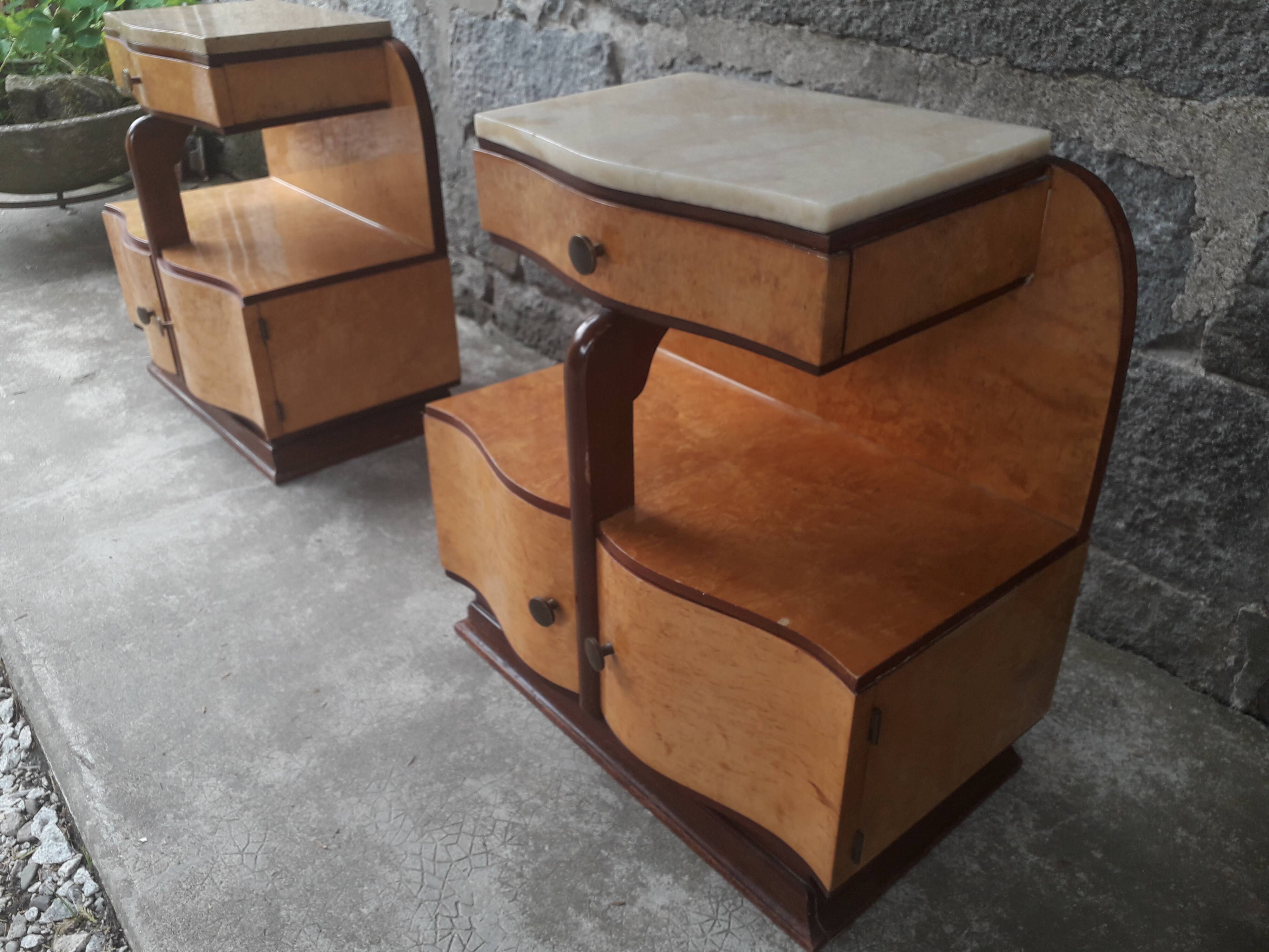 Pair of art deco bedsides