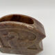 Carved quartz pencil pot and inlaid pearly stones, swans and flowers.