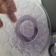 Moulded glass dessert plates – floral pattern – 1930s–1950s