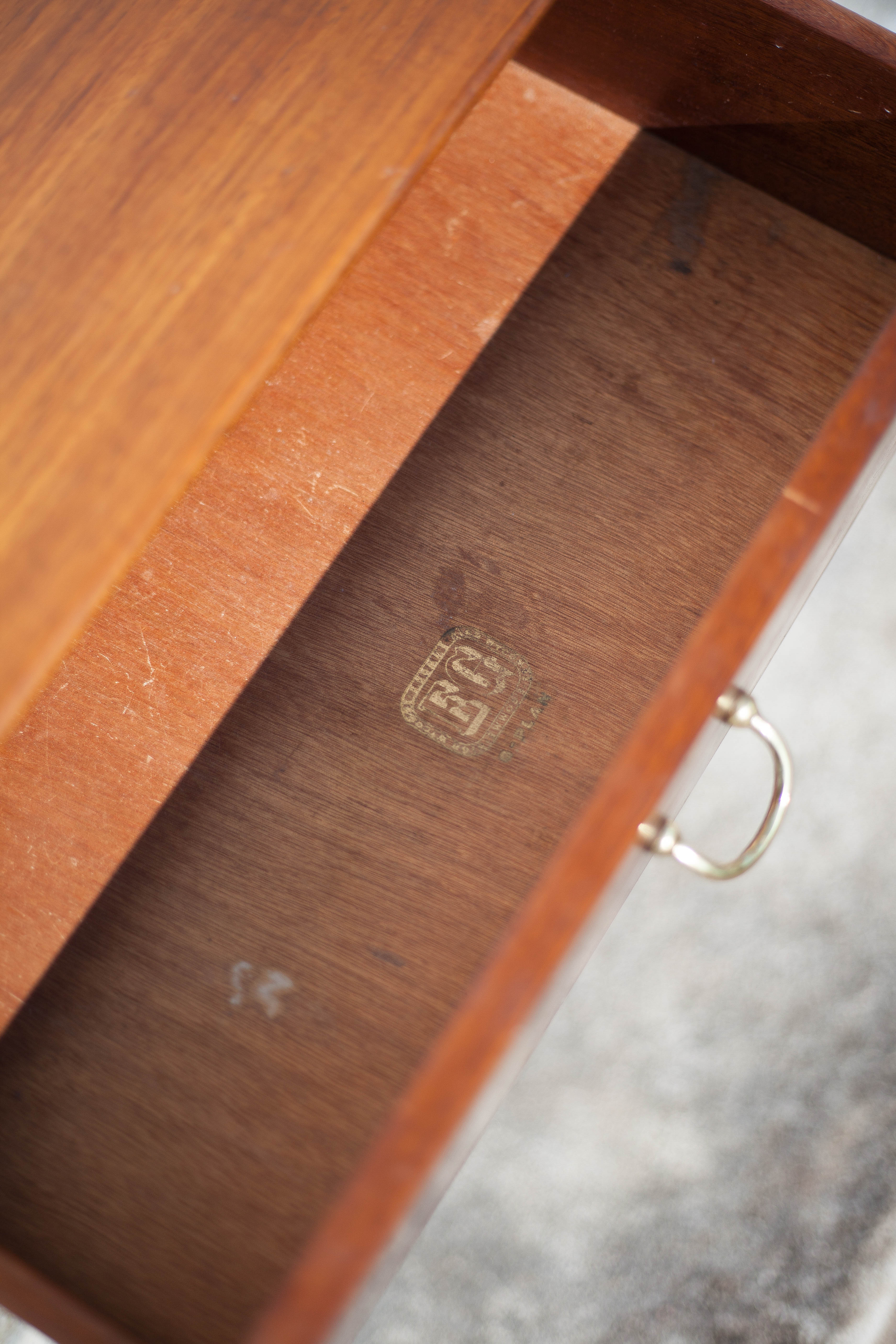 G-Plan bedside table in vintage wood and brass