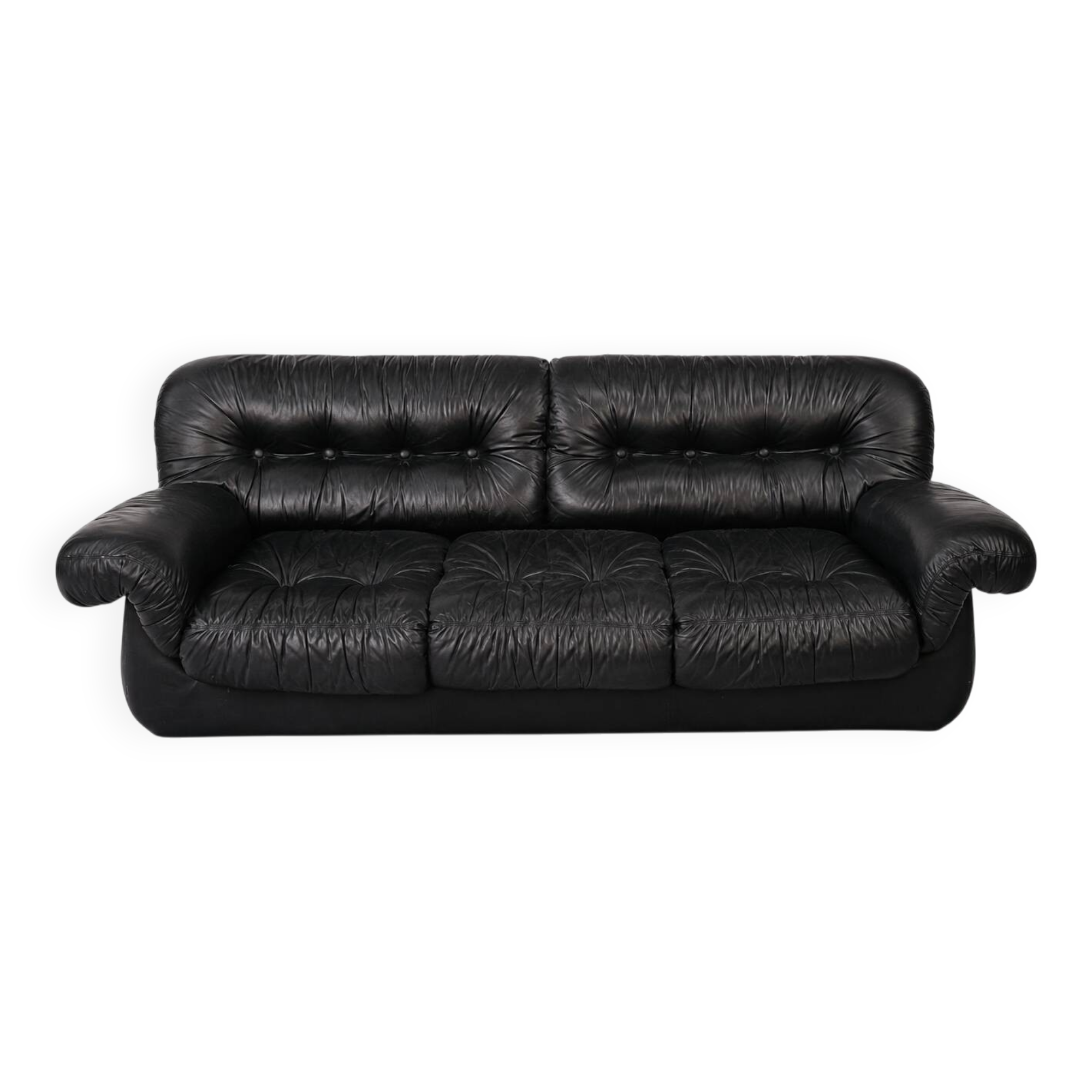 1970’s Vintage Italian design black leather sofa from PelleRossi
