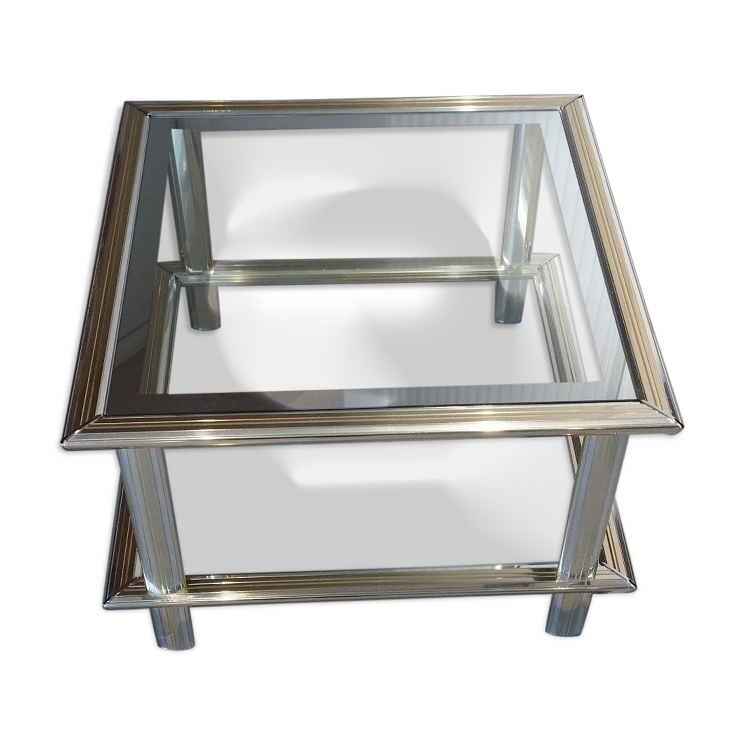 Vintage coffee table 1960s/1970s chrome and gold - Lancel house