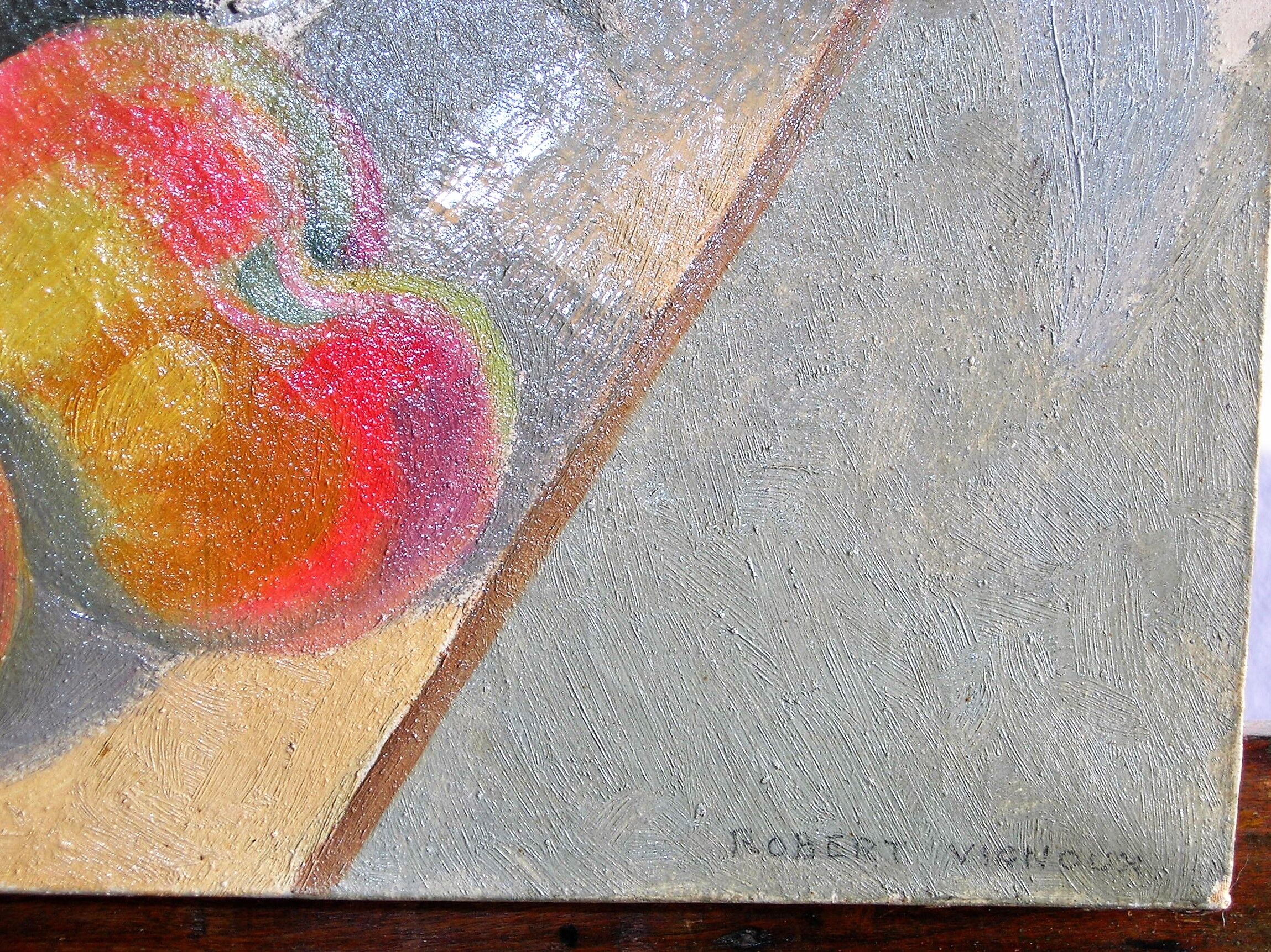 Still life with fish and fruit by Robert Vignoux (XXth)