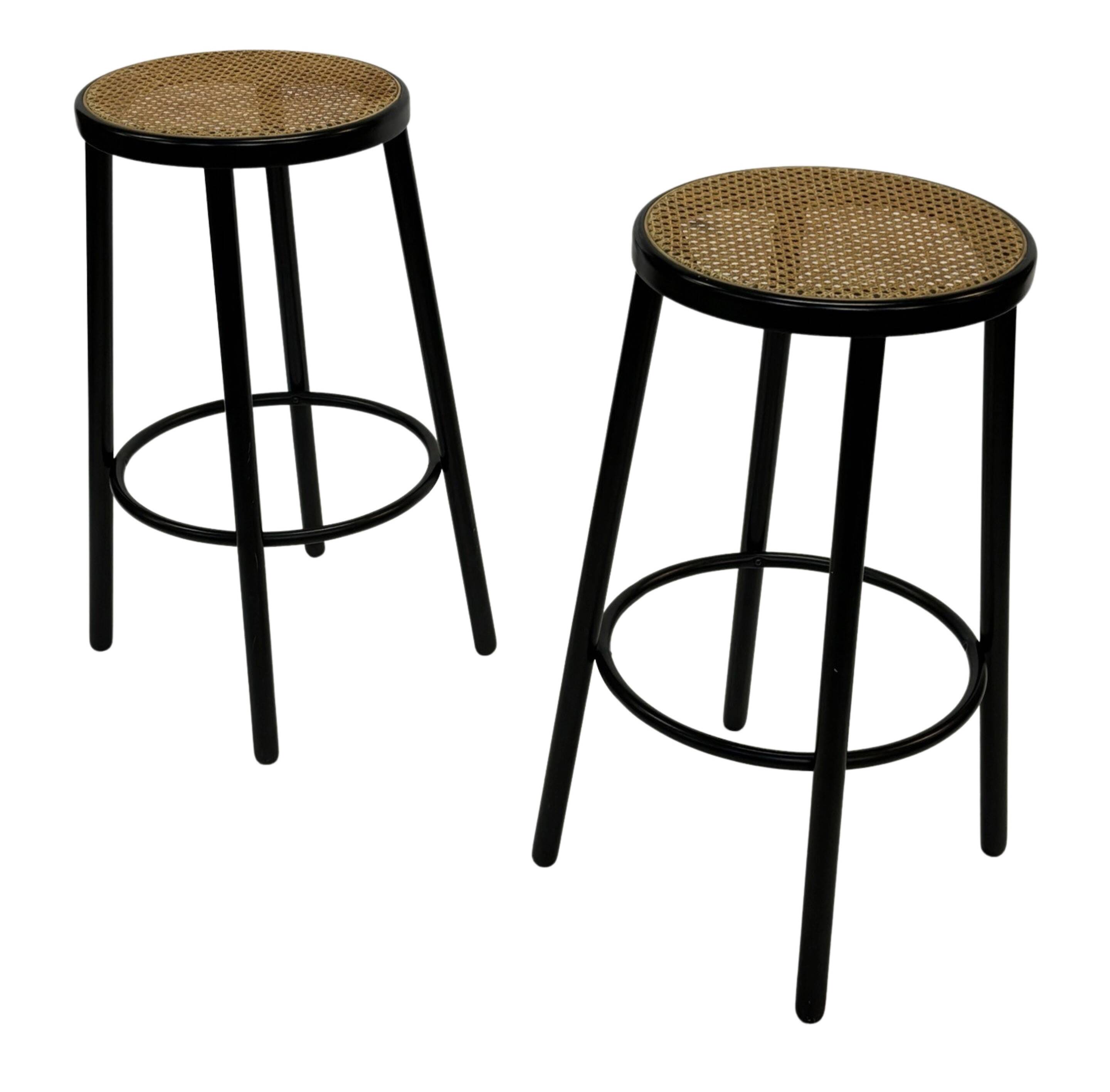 Set of four vintage bar stools - webbing Italian design