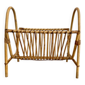 1970s rattan magazine rack