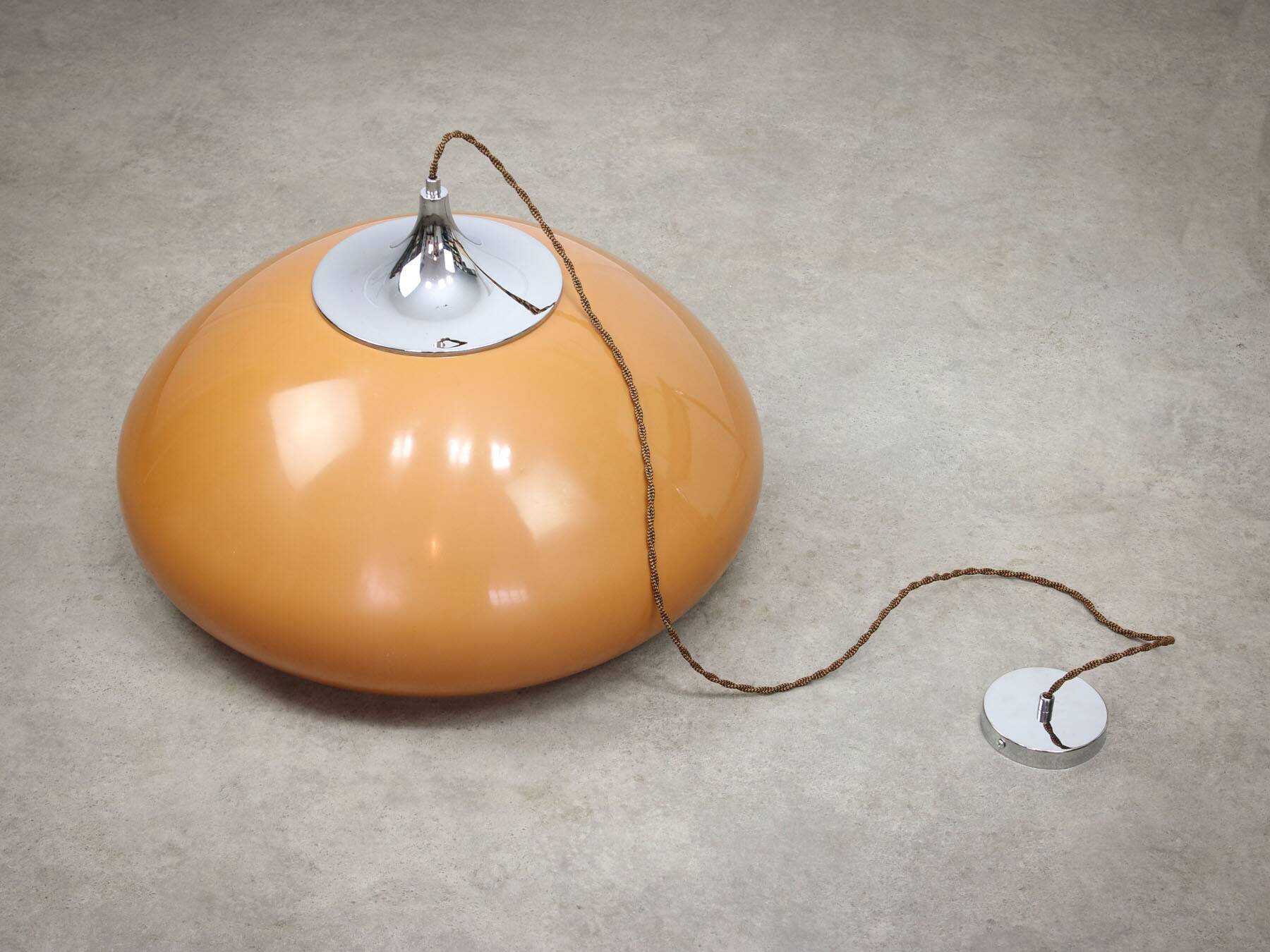 Large Space Age Brown Pendant Lamp from Guzzini, 1960s
