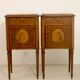 Pair of marquetry bedside tables decorated in marble façade Brèche d'Aleppo. Ref Toulouse.