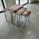 Ensemble de 3 tables gigognes vintage / tables d'appoint avec céramique