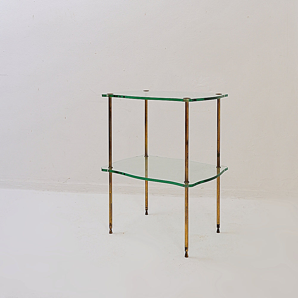 Brass side table with double glass top Maison Jansen Style - Circa 1940