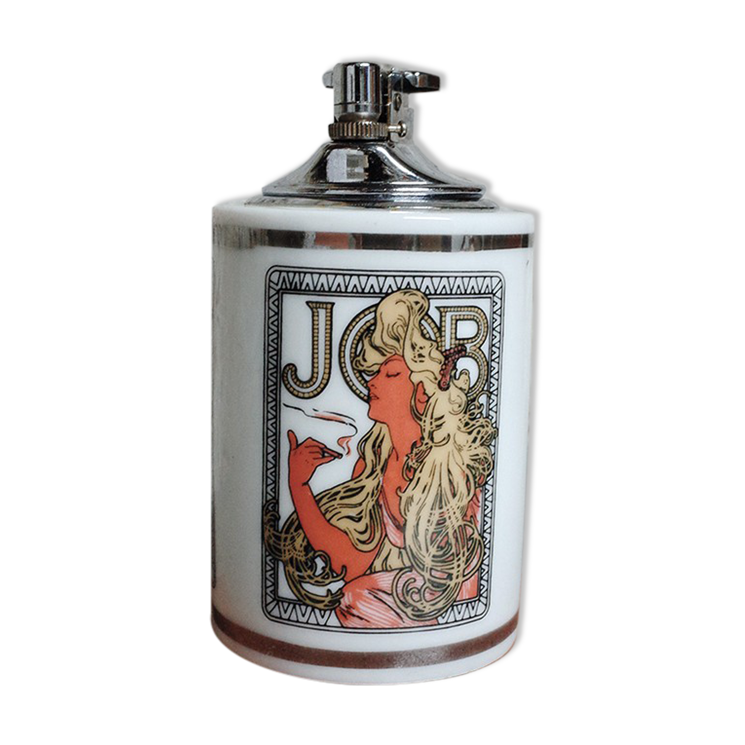 Alphonse mucha table lighter for job in earthenware