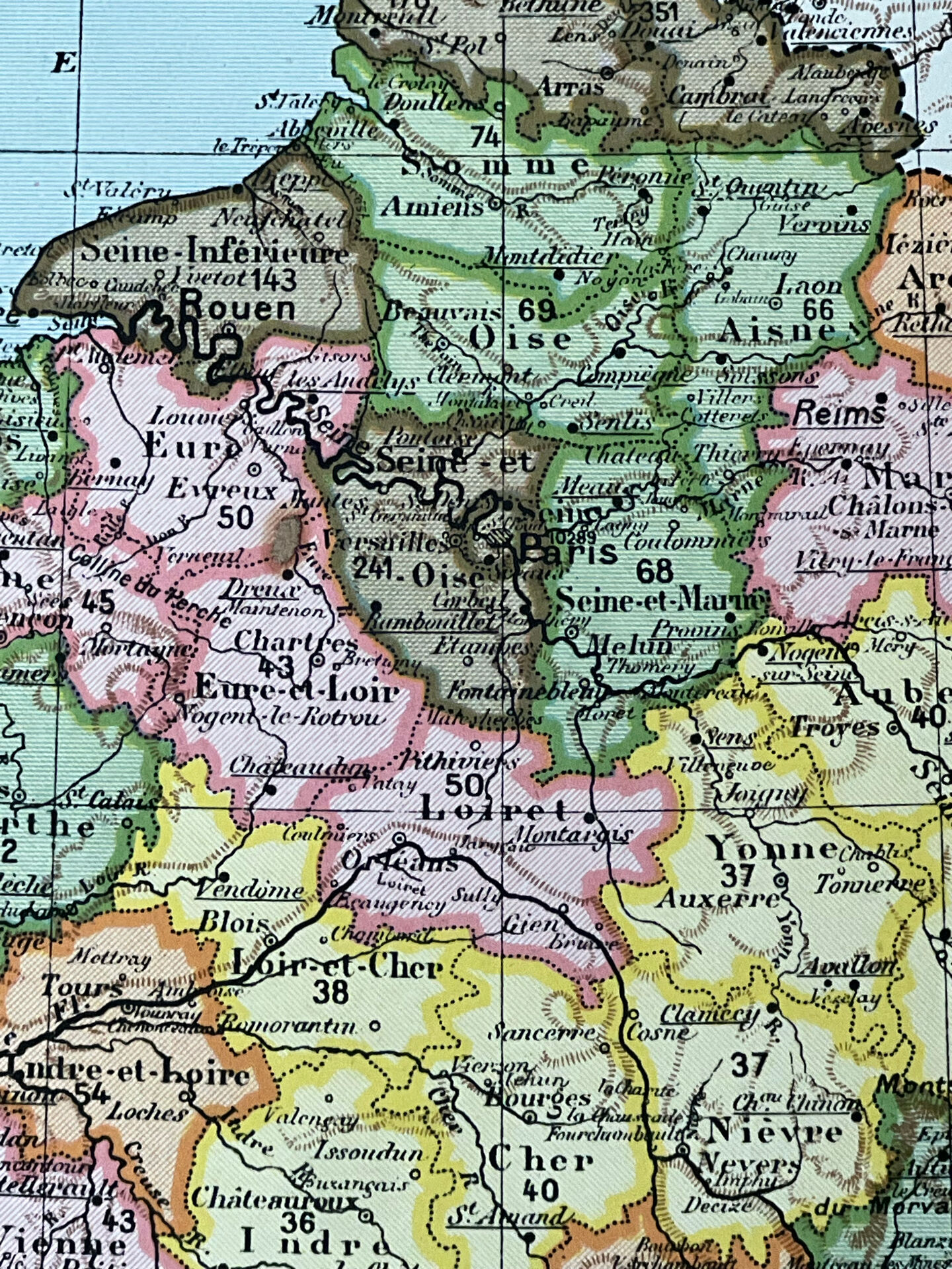 Original map of France 37x27cm - 1908