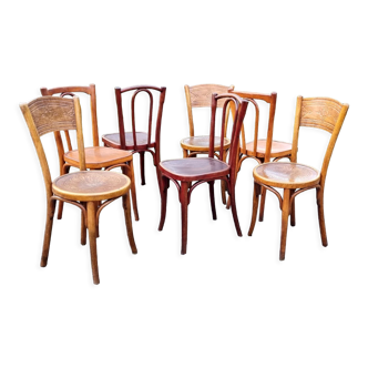 7 bistro chairs early twentieth century curved wood