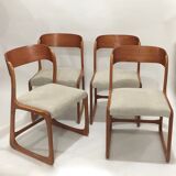 Series of 4 reupholstered Baumann sled chairs