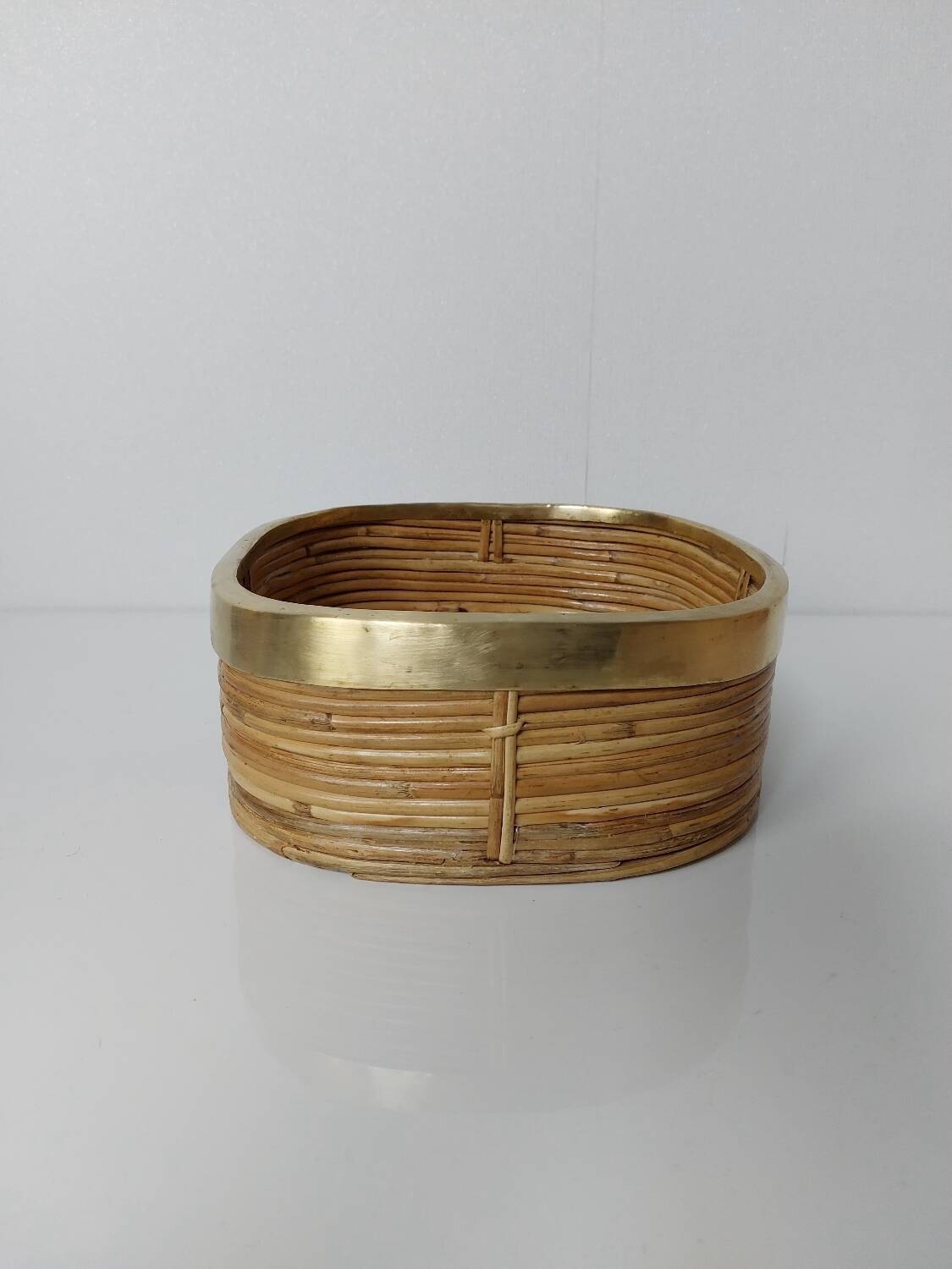 Rattan and brass basket 1970