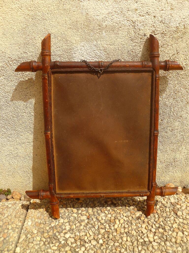 vintage bamboo-style wood mirror