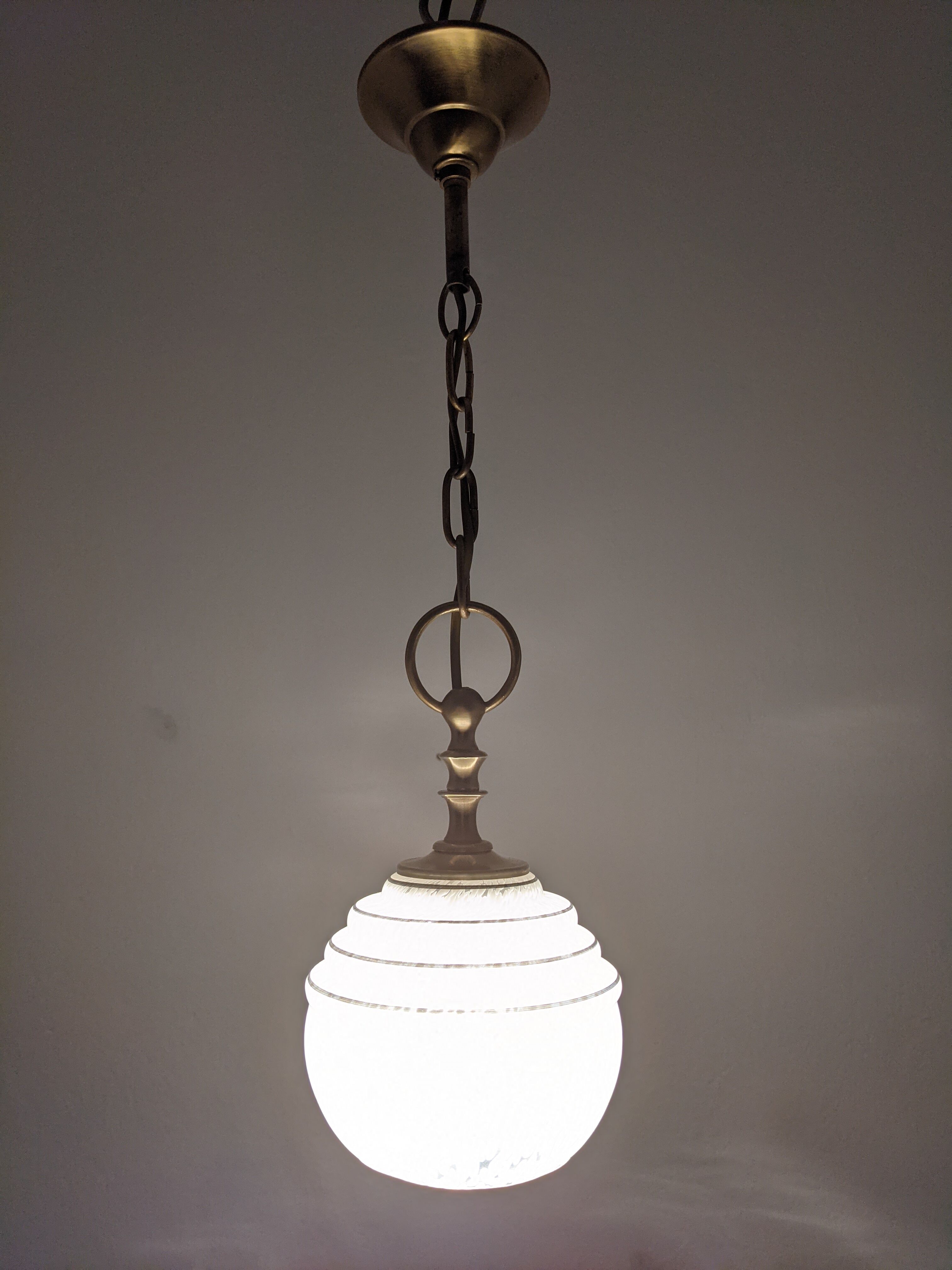 Vintage glass pendant lamp from Clichy