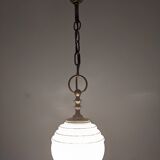 Vintage glass pendant lamp from Clichy