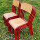 8 burgundy tube chairs with wooden seat