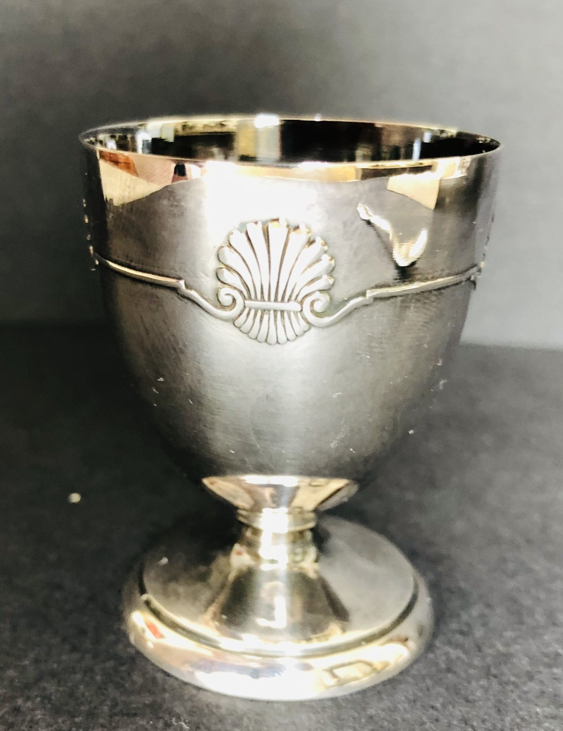 Coquetier and its silver metal spoon Christofle