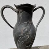 Art nouveau pewter vase 1900 signed