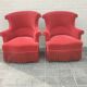 Pair of fringed crapaud armchairs