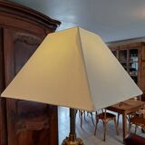 Geometric Tripod Lamp Wood and Brass