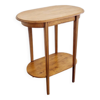 Oval side table with double top in wood - Art Deco style 1940s