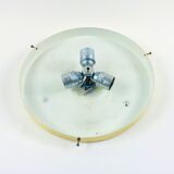 Large Murano Ice Glass Flush Mount/Ceiling Light from Doria Leuchten, Germany, 1960s