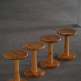 Set of 4 stools / bases in pine by Rainer Daumiller, Danish, mid-20th century, 1970.