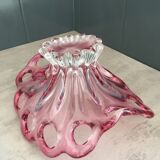 Coupe à fruit en verre soufflé rose