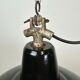 Industrial Black Enamel Factory Lamp with Cast Iron Top, 1950s