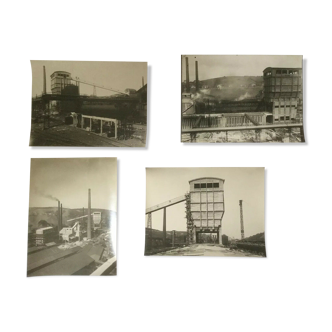 Lot de 4 photographies anciennes 1950 aciéries de longwy