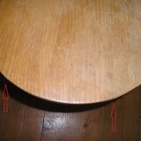 Table basse tripode vintage de forme libre 1960/70 à pieds compas