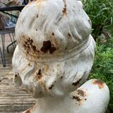 Old garden bust in cast iron troubadour early twentieth century