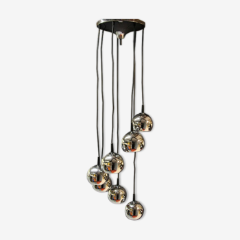 Waterfall hanging lampsusp with 7 chrome balls