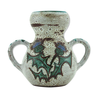 Ceramic vase - decoration flowers chardons - Etienne Daniel Vallauris France - vintage 70s