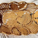 Wicker and dented metal panière
