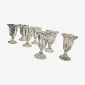 6 vintage ice cream cups with stylized foliage motifs