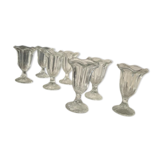 6 vintage ice cream cups with stylized foliage motifs