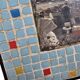 Vintage wall mirror in mint blue mosaic