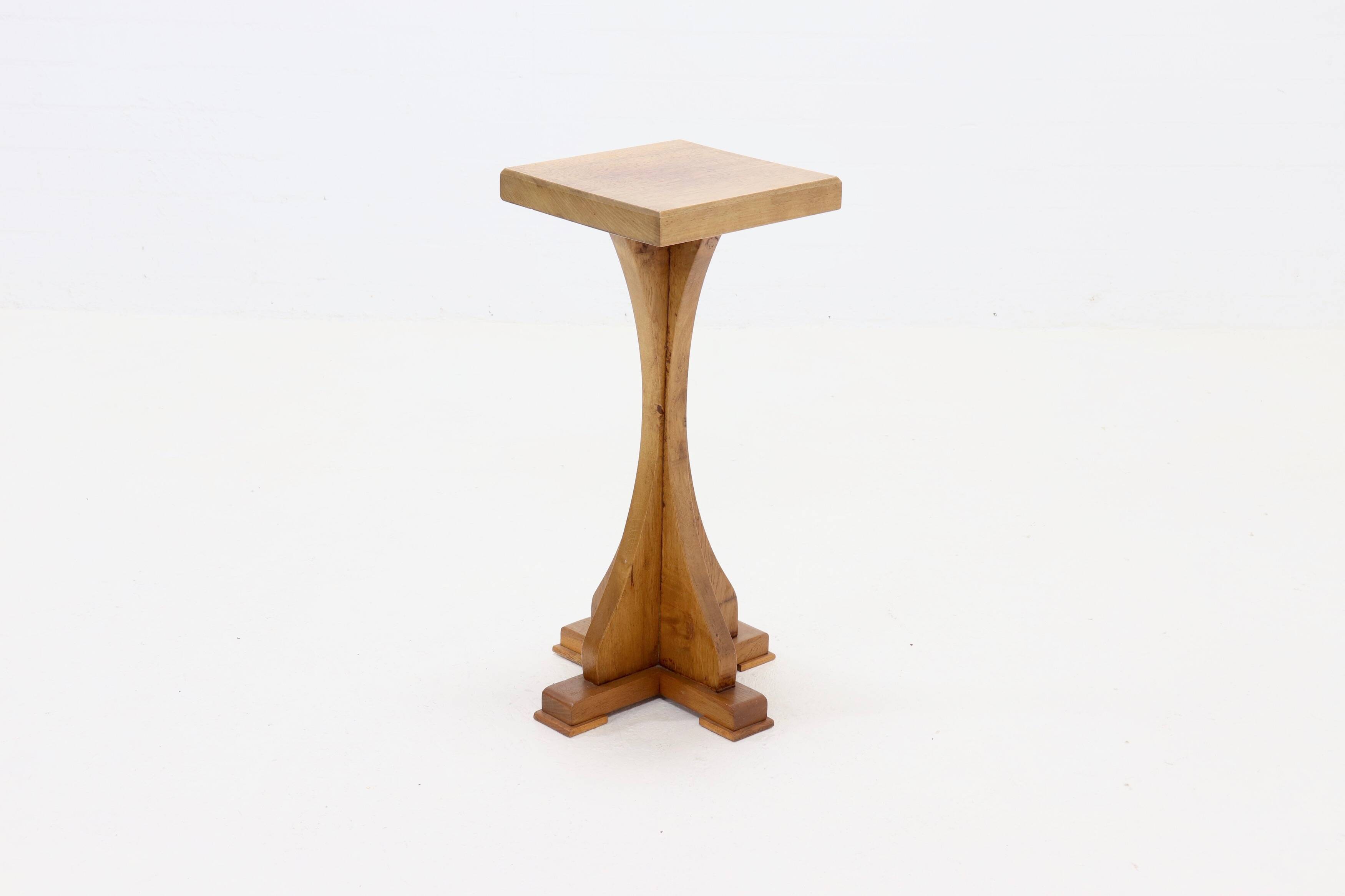 Sculptural Oak Pedestal Side Table 1950s