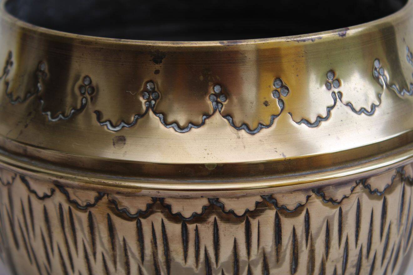 Golden brass cache-pot