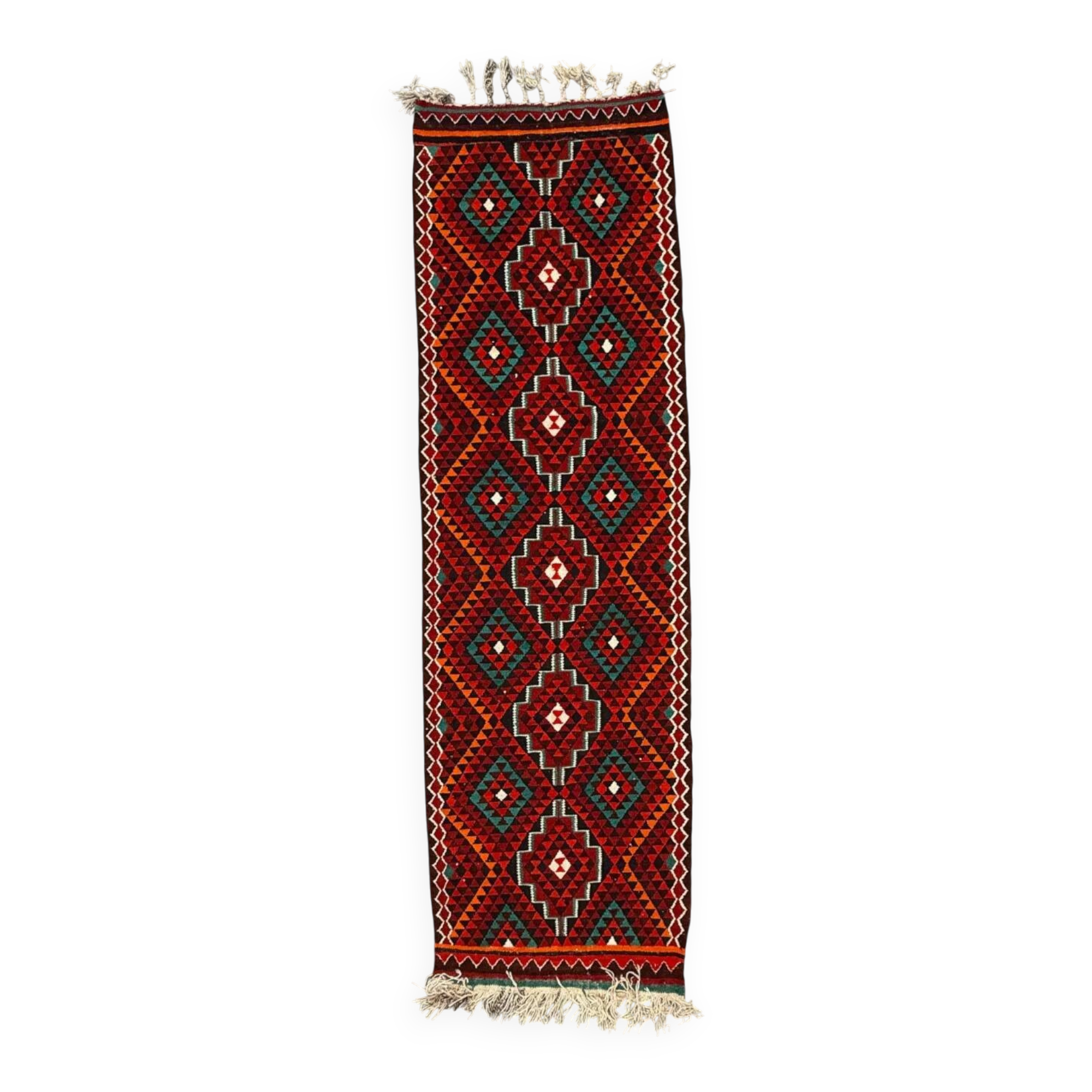 Turkish kilim runner 330x100 cm, vintage kelim rug, long and narrow 2512