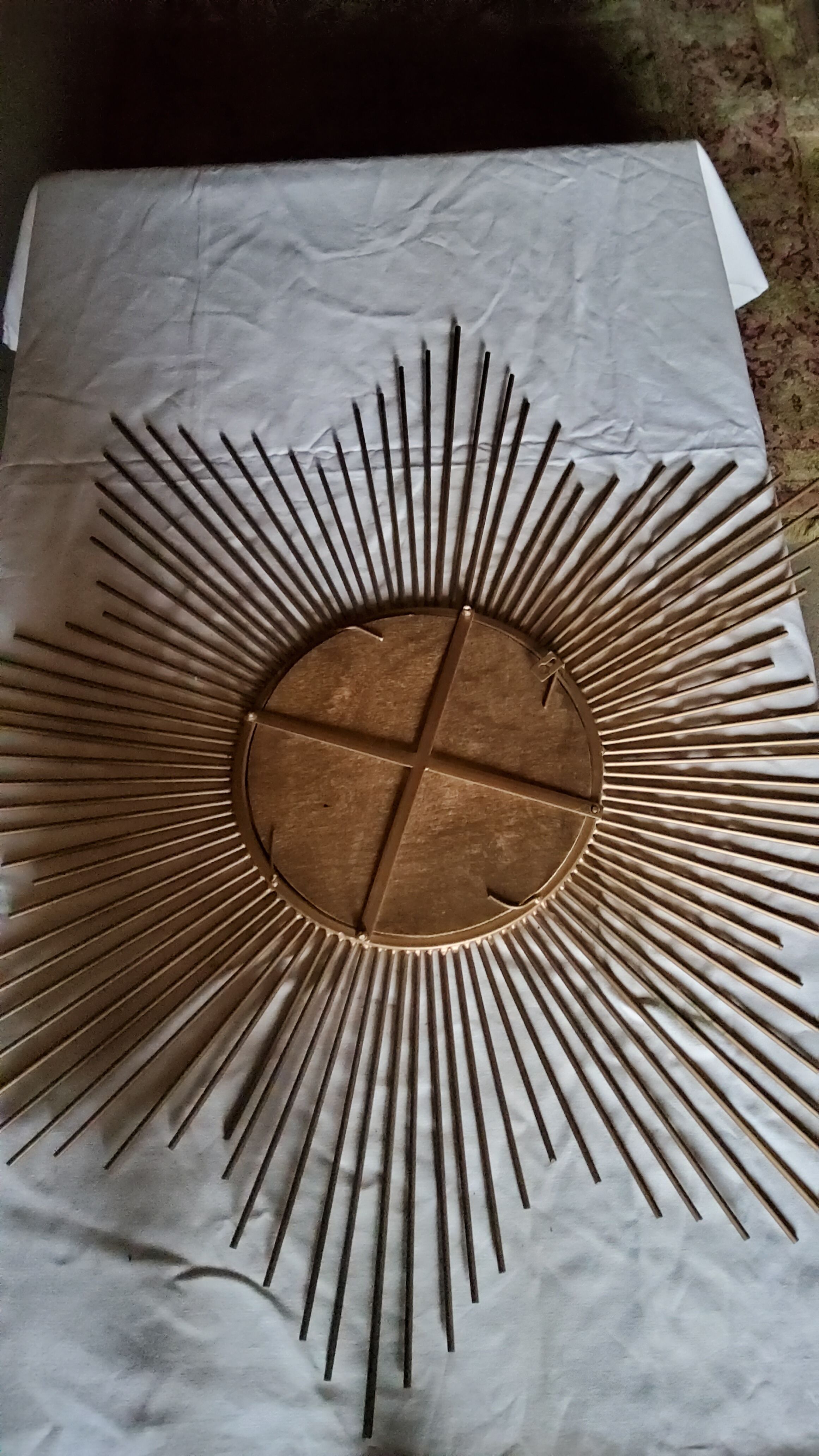 Large Golden Metal Sun Mirror 92cm