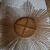 Large Golden Metal Sun Mirror 92cm