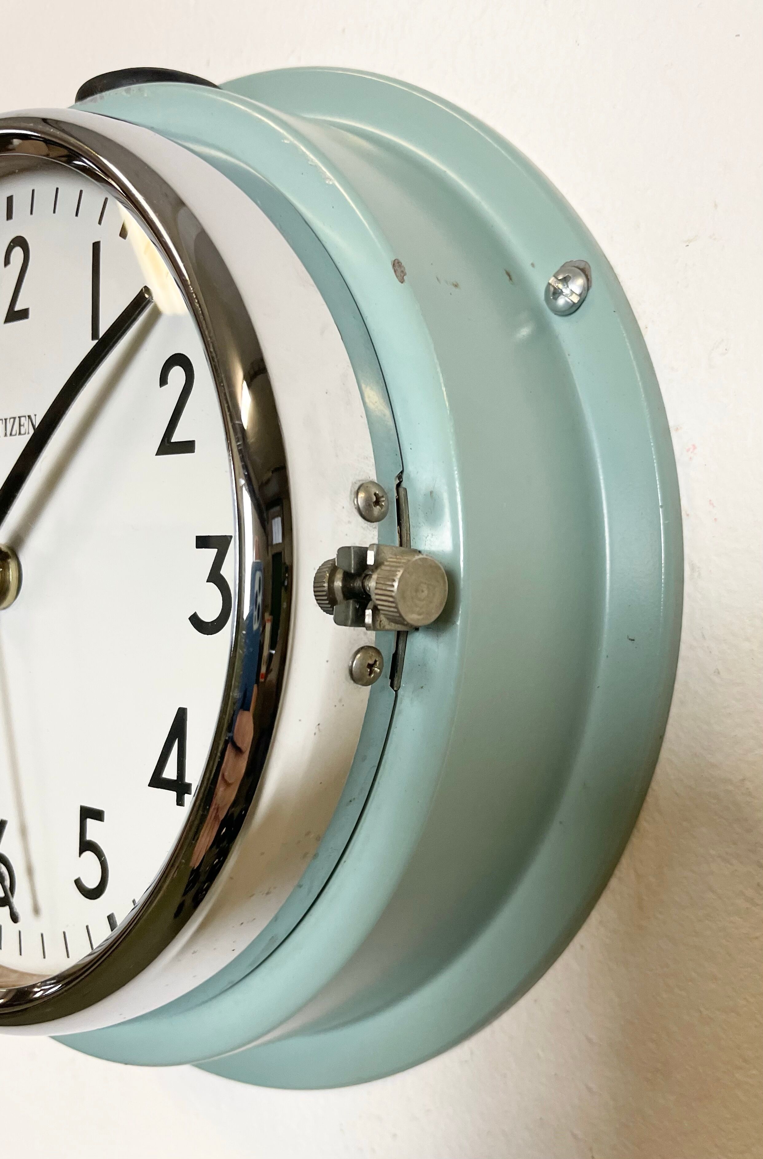 Vintage blue citizen navy wall clock, 1970s