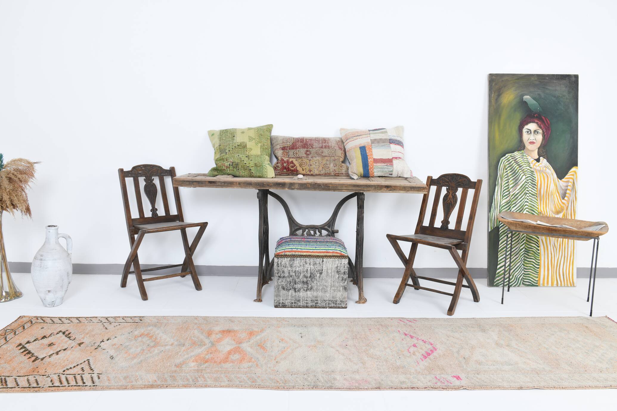 3x12 Pale Orange Beige Turkish Vintage Runner Rug, 86x352Cm SK 18322