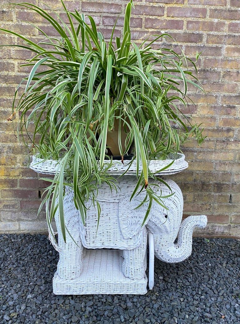 Wicker elephant side table