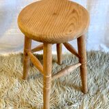 Lot of 5 solid wooden stools - 60s/70s
